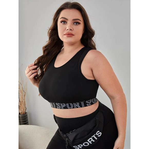 NWOT Shein Plus High Support Letter Graphic Mesh Insert Sports Bra Size: 2XL - Picture 4 of 10